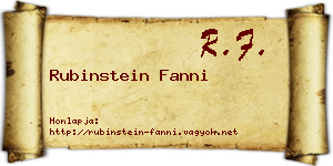 Rubinstein Fanni névjegykártya
